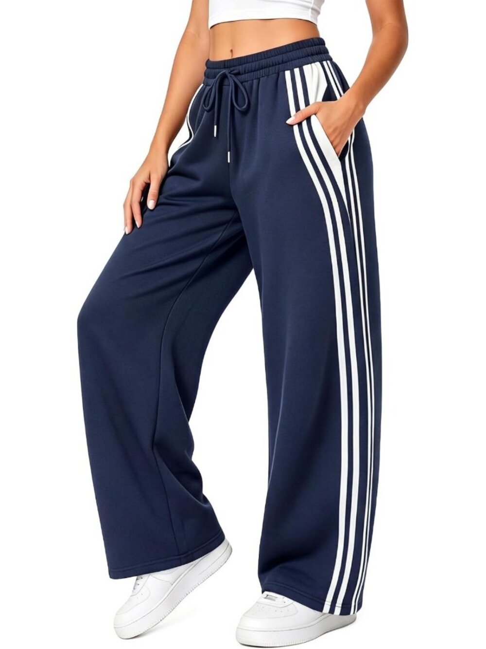 Chic Wide Leg Striped Sweatpants | Y2K Baggy Track Pants for Comfort & Style